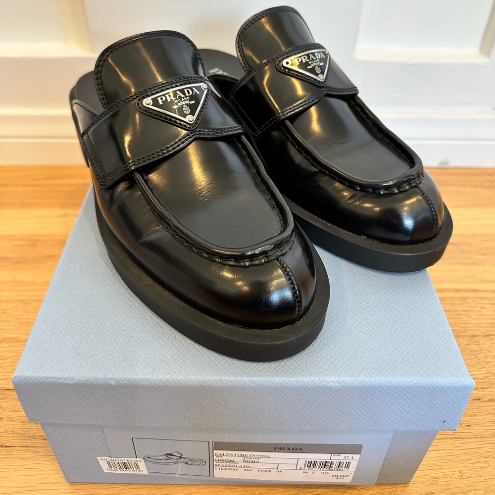 Prada Brushed Leather Mules